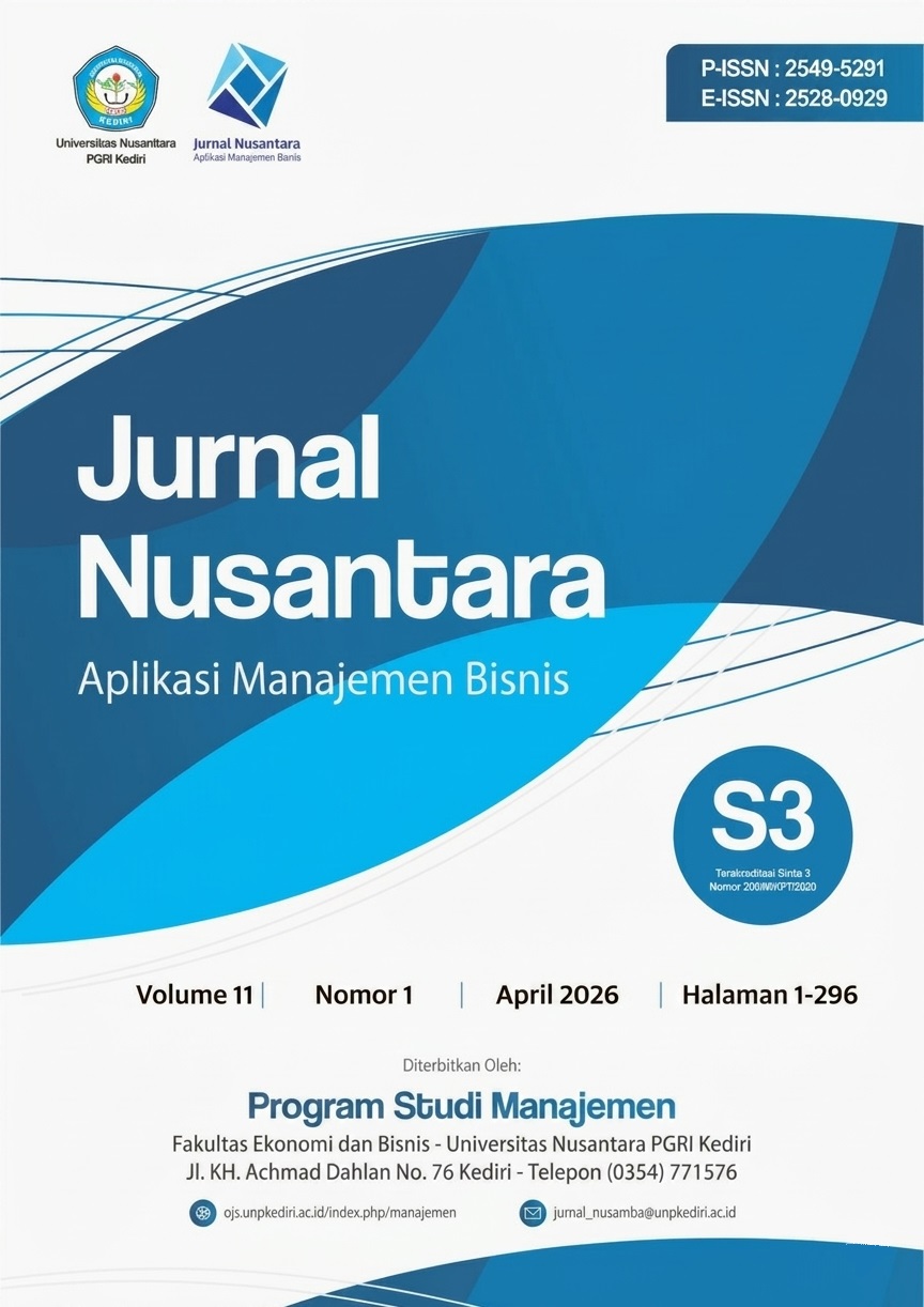 					View Vol. 11 No. 1 (2026): Jurnal Nusantara Aplikasi Manajemen Bisnis
				